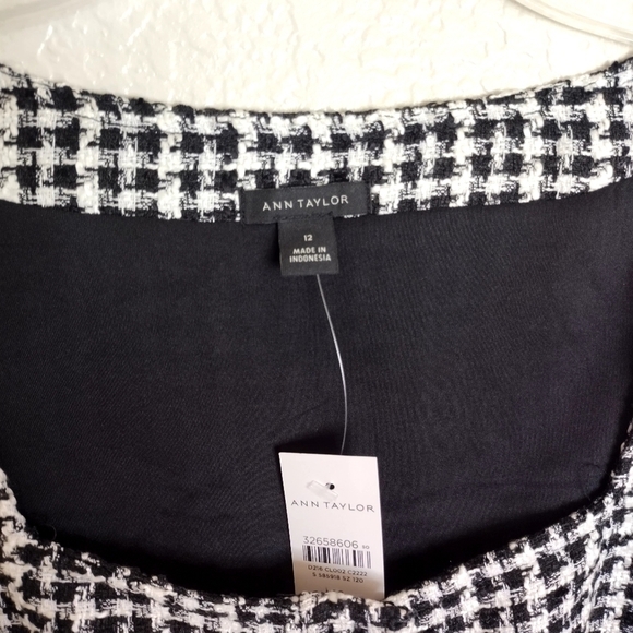 NWT Ann Taylor Gingham Tweed Button Front Sheath Dress Sz 12 - Picture 5 of 8